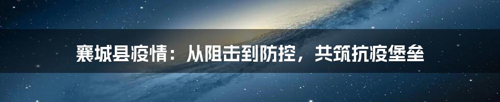 襄城县疫情：从阻击到防控，共筑抗疫堡垒