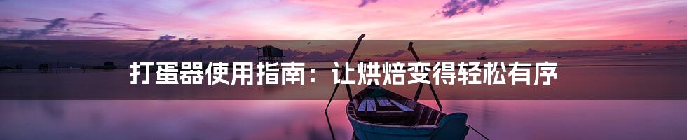 打蛋器使用指南:让烘焙变得轻松有序