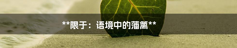 **限于:语境中的藩篱**