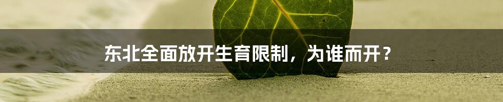 东北全面放开生育限制,为谁而开?