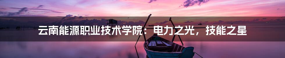 云南能源职业技术学院:电力之光,技能之星