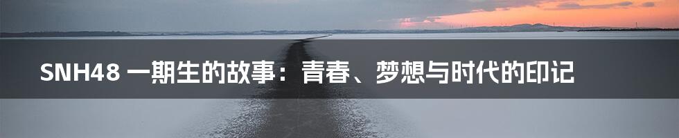 SNH48 一期生的故事:青春、梦想与时代的印记