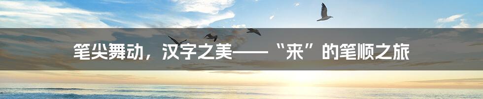 笔尖舞动,汉字之美——“来”的笔顺之旅