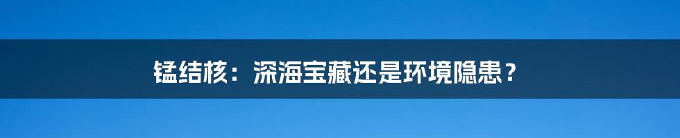 锰结核：深海宝藏还是环境隐患？