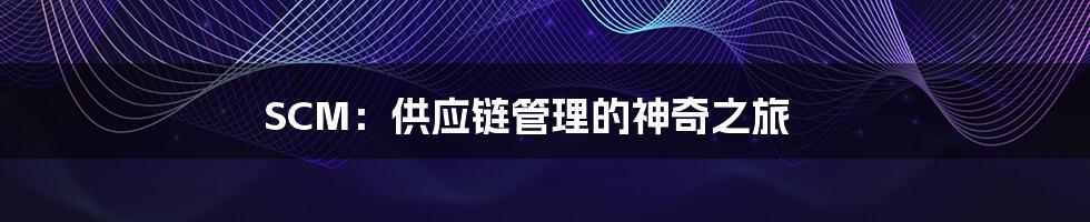 SCM:供应链管理的神奇之旅