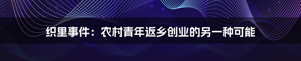 织里事件:农村青年返乡创业的另一种可能