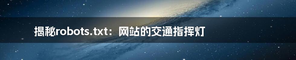 揭秘robots.txt：网站的交通指挥灯