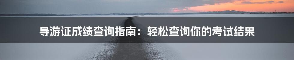 导游证成绩查询指南:轻松查询你的考试结果