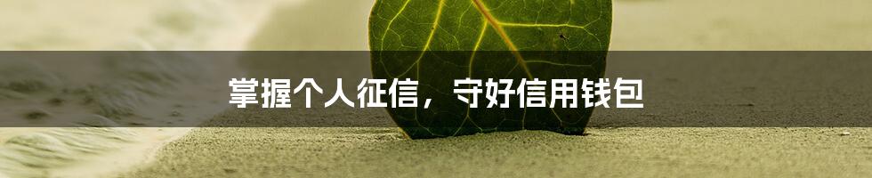 掌握个人征信，守好信用钱包