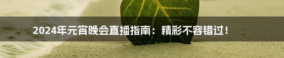 2024年元宵晚会直播指南：精彩不容错过！