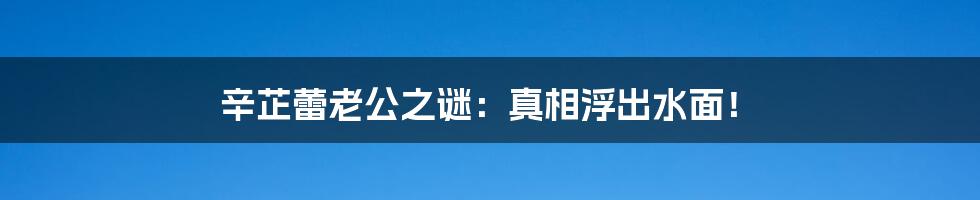 辛芷蕾老公之谜：真相浮出水面！