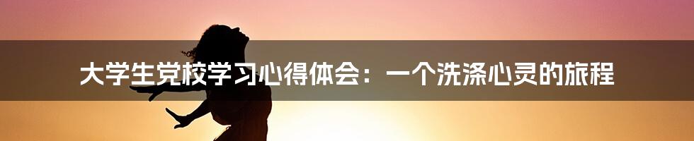 大学生党校学习心得体会:一个洗涤心灵的旅程