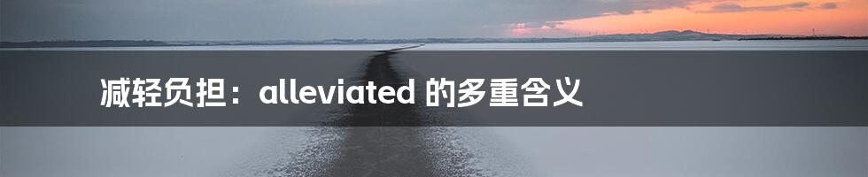 减轻负担：alleviated 的多重含义