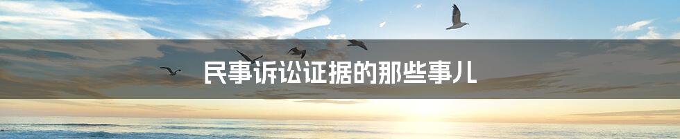 民事诉讼证据的那些事儿