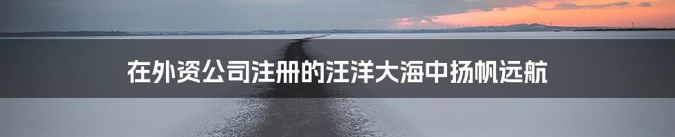 在外资公司注册的汪洋大海中扬帆远航