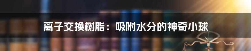 离子交换树脂：吸附水分的神奇小球