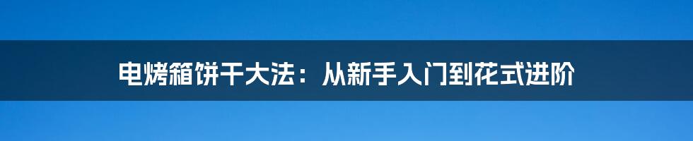 电烤箱饼干大法:从新手入门到花式进阶