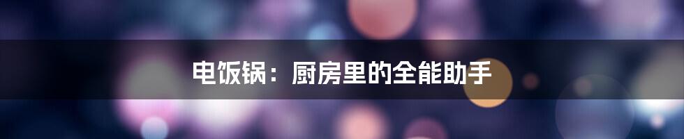 电饭锅：厨房里的全能助手