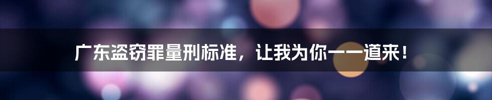 广东盗窃罪量刑标准,让我为你一一道来!
