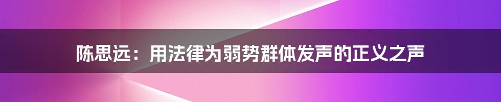 陈思远：用法律为弱势群体发声的正义之声