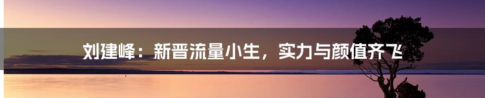 刘建峰:新晋流量小生,实力与颜值齐飞