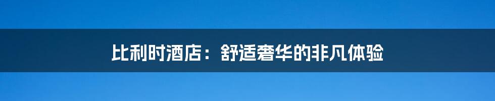 比利时酒店:舒适奢华的非凡体验