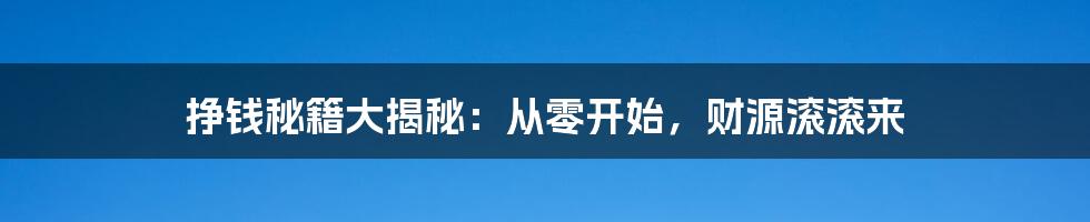 挣钱秘籍大揭秘:从零开始,财源滚滚来