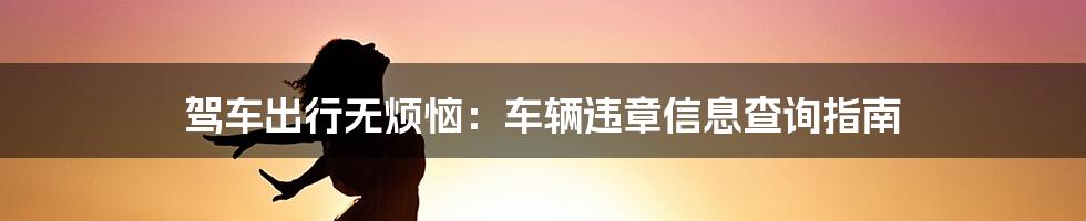 驾车出行无烦恼：车辆违章信息查询指南