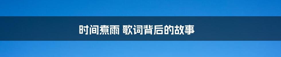 时间煮雨 歌词背后的故事