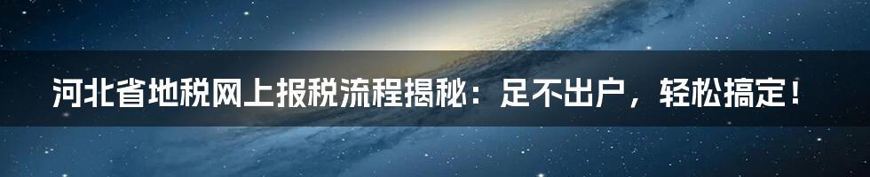 河北省地税网上报税流程揭秘:足不出户,轻松搞定!