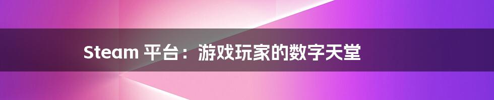 Steam 平台:游戏玩家的数字天堂