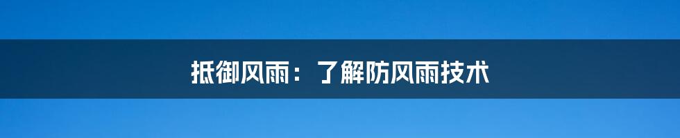 抵御风雨:了解防风雨技术