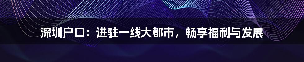 深圳户口:进驻一线大都市,畅享福利与发展