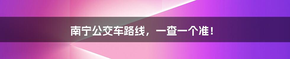 南宁公交车路线,一查一个准!