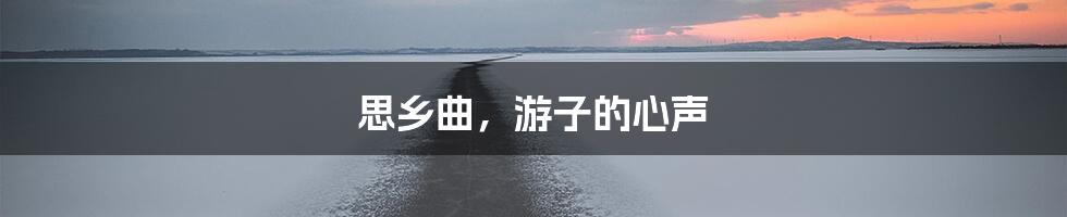 思乡曲,游子的心声