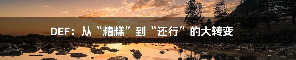 DEF：从“糟糕”到“还行”的大转变