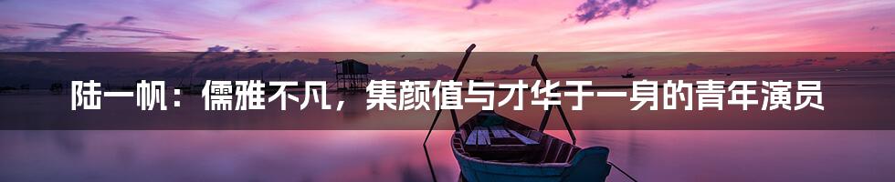 陆一帆:儒雅不凡,集颜值与才华于一身的青年演员