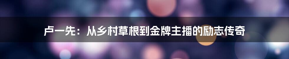 卢一先：从乡村草根到金牌主播的励志传奇