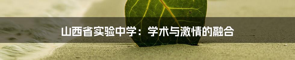 山西省实验中学:学术与激情的融合