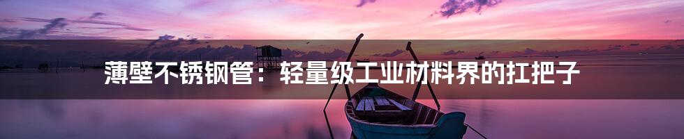 薄壁不锈钢管:轻量级工业材料界的扛把子