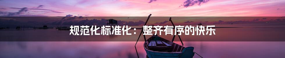 规范化标准化：整齐有序的快乐