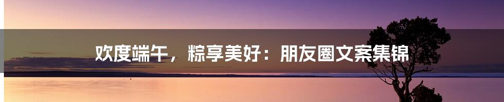 欢度端午,粽享美好:朋友圈文案集锦