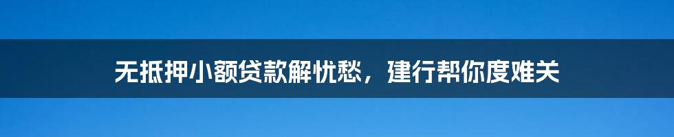 无抵押小额贷款解忧愁,建行帮你度难关
