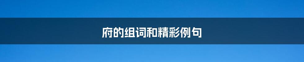 府的组词和精彩例句