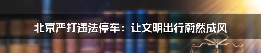 北京严打违法停车:让文明出行蔚然成风