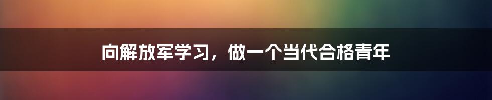 向解放军学习,做一个当代合格青年