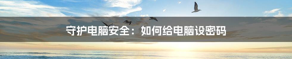 守护电脑安全：如何给电脑设密码