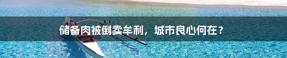 储备肉被倒卖牟利,城市良心何在?