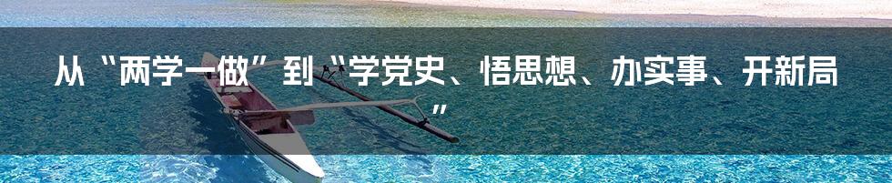 从“两学一做”到“学党史、悟思想、办实事、开新局”