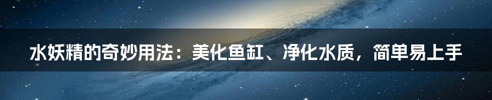 水妖精的奇妙用法:美化鱼缸、净化水质,简单易上手